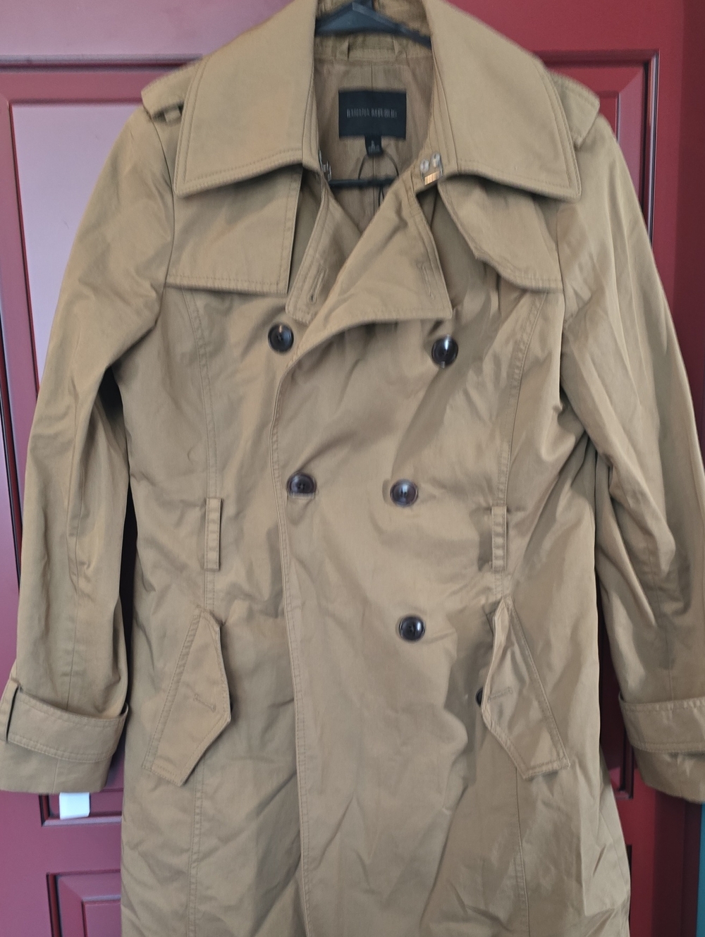 Banana Republic Khaki Trench Coat Double-Breasted